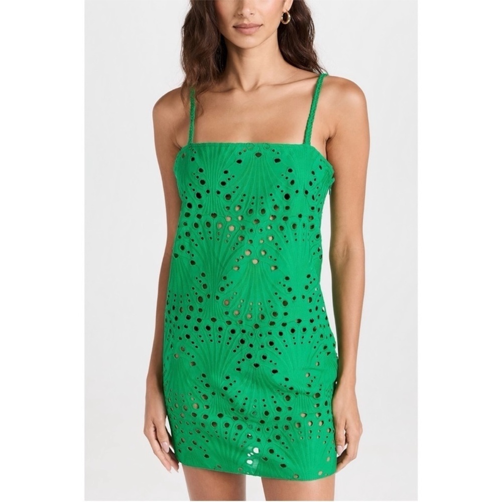 Johanna Ortiz - Green Eyelet Mini Dress - Picture 3 of 6
